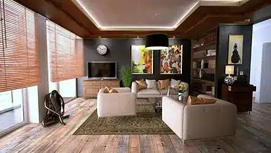 a living room filled with furniture and a flat screen tv