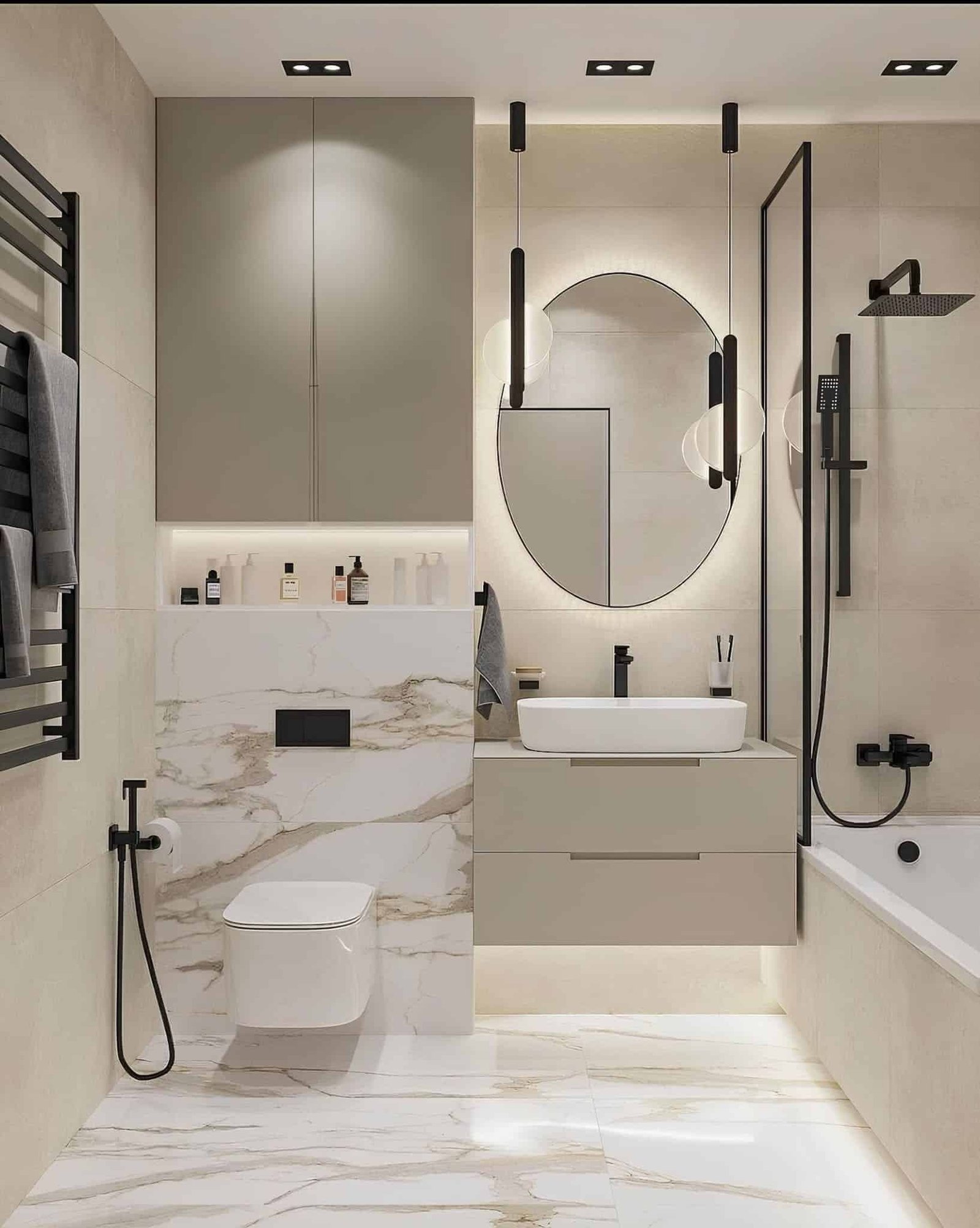 Bathroom Renovation Bayview with custom vanity and glass shower