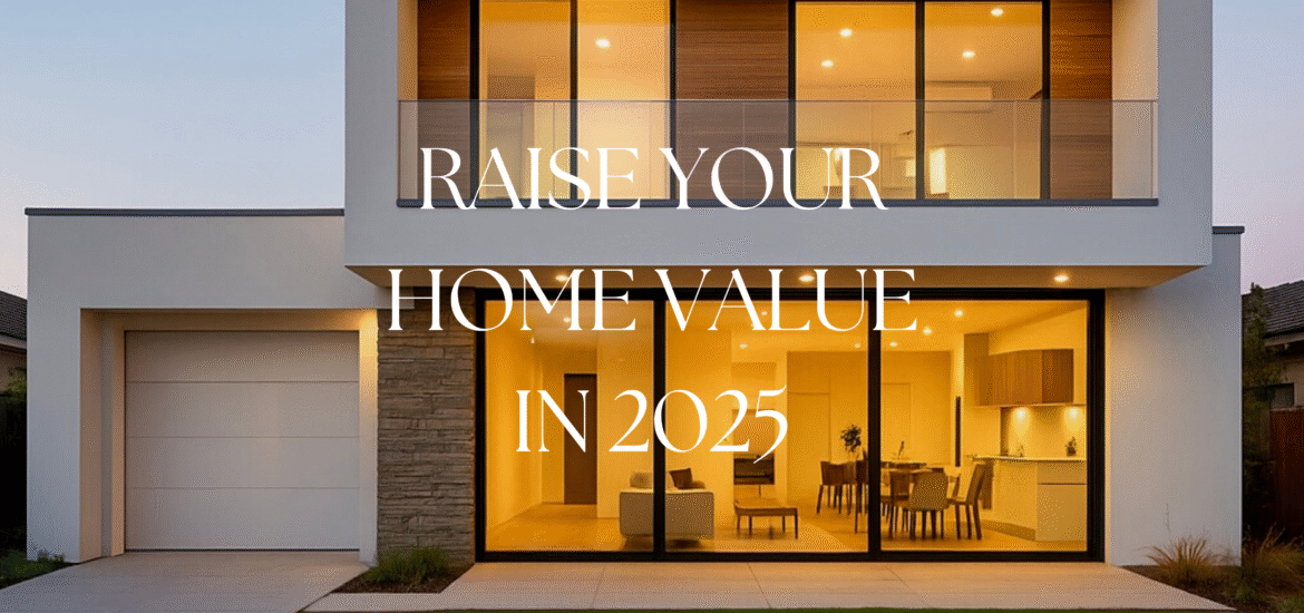 Modern two-story renovated home with large glass windows, white stucco, and wooden paneling.