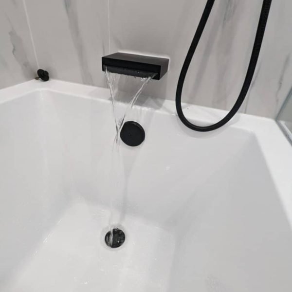 Black modern bathtub shower for drop-in bathtub