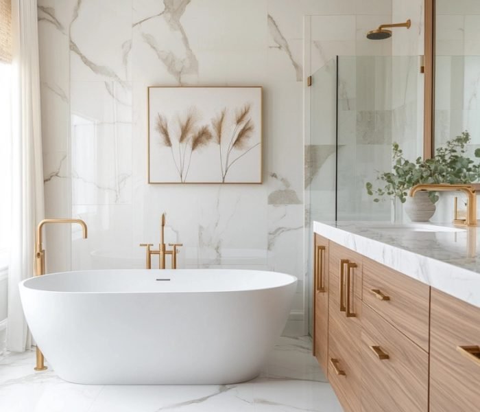 luxury bathroom bathroom with porcelain tiles